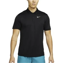 Polo deportivo informal de manga corta NikeCourtDri-FIT para hombre, color liso, con logotipo de la marca - Negro - Ver 3