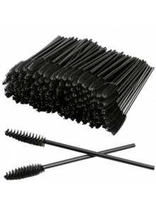 100/500Pcs Disposable Black Eyelash Brushes Mascara Wands Lash Eyebrow Spoolies Mini Makeup Applicators,Eyebrow Brush,Eyeshadow Brush,Spoolie,Spoolie Brush - Black - View 3