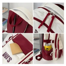 Mochila Escolar Universitaria Casual Grande Capacidad + Mochila para Universidad Secundaria Preparatoria + Estilo Coreano con Letras SJM Personalizado + Múltiples Bolsillos Laterales y Compartimentos + Bolso con Colgante Peluche + Impermeable Ligera para Regreso a Clases + Viajes Diarios Oficina Adolescente Mujeres + Mochila Estudiante Gran Espacio Libros Laptop + Moda Juvenil Versátil + 44x30x14cm - Verde - Ver 8