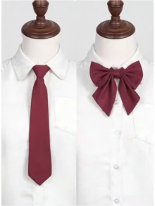2pcs Adjustable Children's Bow Tie & Necktie, Classic Solid Color Kids Bow Tie, Suitable For Wedding, Graduation, School Uniform - Multicolor - View 10