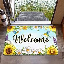 1/2/3pcs Spring Summer Daily Kitchen Rug Welcome Floral Hummingbird Design Polyester Floor Mat For Kitchen Bathroom Doorway Outdoor Garden Party Home Decor Kitchen Carpet Kitchen Mat Door Mat Home Decor - Multicolor - View 5