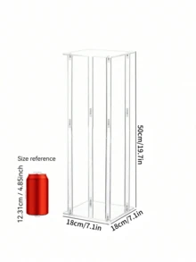 Acrylic Square Flower Stand, Transparent Column Vase Holder, Geometric Centerpiece For Wedding, Tabletop Flower Rack, Home Gathering, Wedding Party Decor, Wedding Stage Floral Display - Transparent - View 12