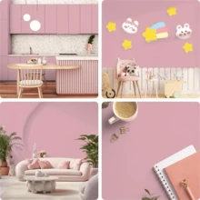 1 Roll Solid Color Self-Adhesive Removable Matte PVC Wallpaper, Easy To Clean And Apply, Suitable For Decorating Kitchen, Bedroom, And Living Room, Enhancing Home Decor With Autumn Aesthetics - Pink - View 7