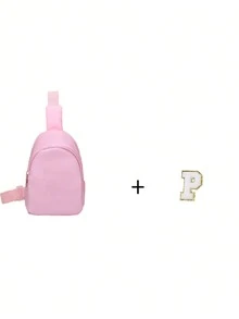 1pc Girls' Cute Letter Print Strap Crossbody Bag, Shoulder Bag, Backpack, Suitable For Daily Use, Outdoor, Travel, Hiking, Portable, Ideal Gift Choice, Suitable For Girls, Back To School Gift, Girls' Waist Pack, Children's Shoulder Bag - Pink - View 17