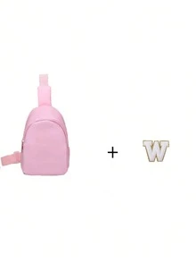 1pc Girls' Cute Letter Print Strap Crossbody Bag, Shoulder Bag, Backpack, Suitable For Daily Use, Outdoor, Travel, Hiking, Portable, Ideal Gift Choice, Suitable For Girls, Back To School Gift, Girls' Waist Pack, Children's Shoulder Bag - Pink - View 31