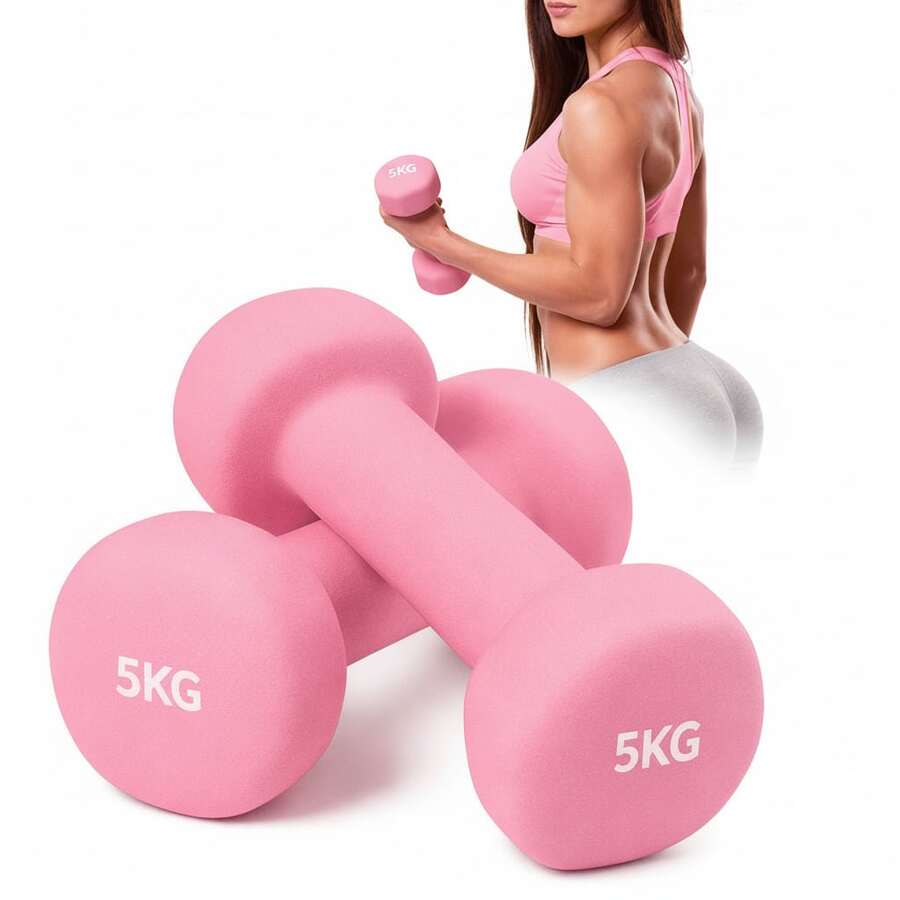 2piezas Mancuernas Pesas para Hacer Ejercicio Gym y Casa,0.5/1/2/3/4/5/6KG Mancuernas - Rosa - Ver 1