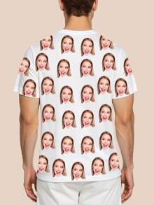 Individuell gestaltbares Herren Kurzarm T-Shirt, Sommer Lässig Rundhals T-Shirt, personalisiertes Herren T-Shirt, Voll-Muster T-Shirt, geeignet als Geschenk für Freund, Ehemann, Vater und Freunde, einzigartiges Geburtstags-, Jahrestags-Geschenk - Weiss - Übersicht 2