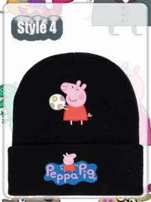 Peppa Pig Animated Cartoon Peripheral Knitted Hats, Curled Woolen Hats, Printed Knitted Hats, Woolen Hats, Autumn And Winter Hats, Outdoor Cold Hats - Multicolor - View 12