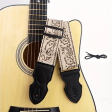 1条刺绣吉他背带，加厚原声和电贝斯背带，含拨片，波西米亚街头风吉他背带 - 织物材质，吉他配件，加宽设计减少压力，防滑，长度可调节，适用于电吉他、原声吉他、贝斯、古典吉他、琵琶等。 - 彩色 - 查看 3