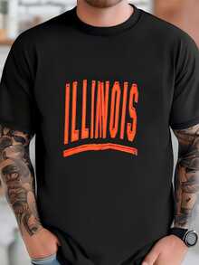 Mens Vintage Espn Univeristy Of Illinois Fighting Illini Spell Out Logo Bomber Jacket (Size Adult Large) T-Shirt - 黑色 - 查看 1