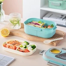1个保温便当盒，双层午餐盒，早餐杯，防漏汤盒，适用于工作、旅行、户外野餐、学校，适合盛放三明治、水果、零食和沙拉蔬菜。 - 彩色 - 查看 4
