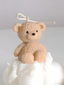 1个可爱泰迪熊造型硅胶蜡烛模具，适合制作节日礼物，也是绝佳的送礼之选 | 家居装饰，完美适用于硅胶香薰蜡烛。硅胶模具材质，奢华小众情人节礼物，也可作为生日礼物或家居装饰品。 - 白色 - 查看 1