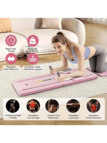可折叠普拉提板 - 多功能腹部训练器、核心肌群训练器材、便携式健身装备，适用于家庭和健身房，配有黑白弹力带，是情人节、妇女节、母亲节的理想礼物，普拉提器材 - 彩色 - 查看 8