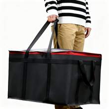 Insulated Food Delivery Bags, XXXL Hot And Cold Pizza Delivery Bags, Commercial Large Capacity Insulated Bags, Doordash Catering Cooler Bags, Party Warmers - 黑布紅邊 - 查看 1