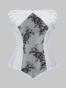Jutrisujo Women's Corset Bustier Top Lace-Up Gothic And Vintage Inspired Design Suitable For Burlesque Victorian And Renaissance Themed Outfits Plus Size - 71019-Trắng - Xem 1
