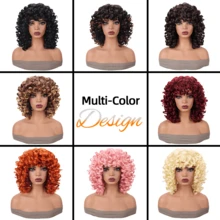 14 Inch Curly Wig With Bangs, Heat Resistant Synthetic Fiber Cosplay Wig - Dark Brown - View 10