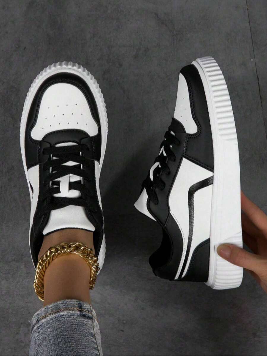 Women's Classic Retro Low-Top Sneakers - Olive Green Lace-Up Shoes, Synthetic Upper And Cushioned EVA Sole, Elegant And Comfortable, Suitable For Fitness, Running And Daily Wear - Unisex All Season - Black - View 1