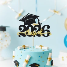 1Pc Class Of 2026 Graduation Cake Topper, Glitter Black & Gold Graduation Party Decorations, Senior 2026 Cake Insert Sign For High School College Graduation Ceremony Supplies - Multicolor - View 12