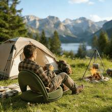 1pc Foldable Ergonomic Recliner Sofa Chair, 5-Level Adjustable Slouchy Sofa/Camping Stool Suitable For Living Room, Bedroom, Camping, Concerts, Adjustable Folding Floor Chair, Ideal Gift For Family - Multicolor - View 5