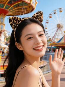 2件套毛绒卡通猫耳发箍和丝绸发圈 - 派对角色扮演发箍和高端马尾发圈，豹纹发饰，卡通豹纹耳朵发箍，毛绒豹纹猫耳发箍，豹纹丝带，马尾发圈，高端发饰，适合派对、角色扮演、日常穿搭、约会之夜、朋友聚会和节日造型。 - 彩色 - 查看 8