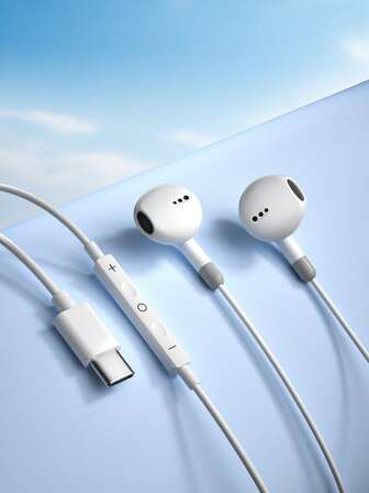 Type-C Wired Earphones, USB-C In-Ear Headphones, Audio Earbuds, Stereo Bass Earphones For Electronic Calls And Music, Wireless Earphones Compatible With IPad/PC