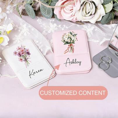 1pc Customizable Square Folding Compact Mirror, Portable Makeup Mirror With 12 Flower Designs, Suitable For Weddings, Holidays, Birthdays, Dorms, Vanity, Perfect Gift For Mother And Valentine's Day
