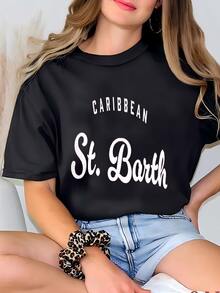 Womens Hoodie St Barth Caribbean Saint Barthelemy Souvenir Gift St Barth Shirt Saint Barths Travel Beach St Barths Vacation Luxury Island Antilles T-Shirt - Black - View 2