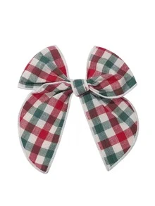 3/1pc Set Multicolor Plaid Bow Decor Large Satin Snap Hair Clips For Women