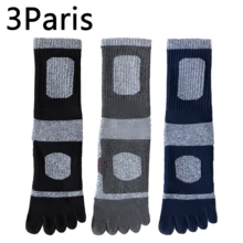 3 Pairs Men's Basketball Socks, Toe Separator Mid-Calf Socks, Moisture Wicking, Anti-Slip, Cushioned