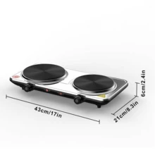 Placa de inducción de 2000 W, cocina eléctrica integrada, diseño de doble olla, función de olla arrocera, panel de acero inoxidable, funcionamiento sin llama, calentamiento uniforme, con luz indicadora de calentamiento, control de temperatura integrado, protección contra sobrecalentamiento, apta para cocinar en placa, compatible con diversos utensilios de cocina. - Blanco y Negro - Ver 12