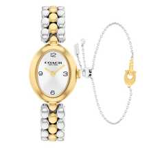 Bộ đồng hồ đeo tay COACH Sammy Sunburst Quartz dành cho nữ, kiểu dáng cổ điển thanh lịch, quà tặng ngày lễ, đồng hồ đeo tay đa năng, thời trang đi làm. - Vàng và bạc - Xem 3