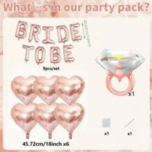 玫瑰金新娘送礼会装饰套装，单身派对装饰套装，包含玫瑰金LOVE字样铝箔气球、18英寸心形气球和带玫瑰金流苏的超大戒指气球，适合新娘玫瑰金主题派对、单身派对、新娘送礼会、新年装饰。 - 玫瑰金套裝 - 查看 21