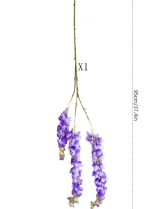 1/2/3 bông hoa tử đằng nhân tạo, cao 95cm, thích hợp trang trí tường, phòng khách, phòng ngủ, đám cưới, tiệc tùng, bàn ăn. Thích hợp cho nhà cửa, bàn làm việc, nhà bếp, đám cưới, bàn ăn, vật trang trí trung tâm, văn phòng, vườn, ngoài trời, sân nhà, thích hợp cho mùa xuân, hè, thu, đông. - Màu tím - Xem 12
