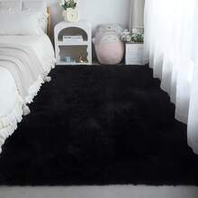 Morbido tappeto lungo, adatto per camera da letto e soggiorno, tappeto bianco soffice e peloso per il lato del letto, tappeto a pelo lungo, non sfilacciante, adatto per la decorazione della stanza delle ragazze - nero - Visualizzare 11