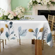 1pc/36pcs Vintage Blue Floral Wrinkle-Resistant Tablecloth, Embossed Edge Craft, Rectangular/Round Tablecloth, Multiple Sizes Available, Polyester Fiber Tablecloth, Indoor Dining/Outdoor Party - Mint Blue - View 7