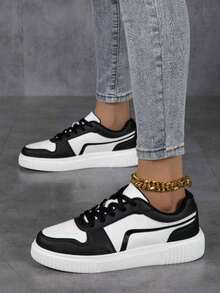 Women's Classic Retro Low-Top Sneakers - Olive Green Lace-Up Shoes, Synthetic Upper And Cushioned EVA Sole, Elegant And Comfortable, Suitable For Fitness, Running And Daily Wear - Unisex All Season - Black - View 4