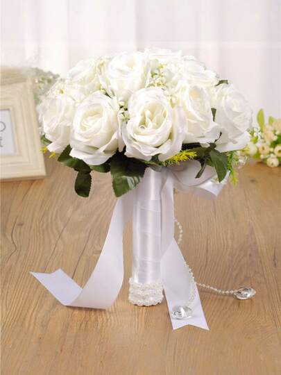 Wedding & Valentine's Day Artificial Rose Bouquet – Bridesmaid Decor Flower Bunch With Random Design