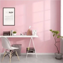 1 Roll Solid Color Self-Adhesive Removable Matte PVC Wallpaper, Easy To Clean And Apply, Suitable For Decorating Kitchen, Bedroom, And Living Room, Enhancing Home Decor With Autumn Aesthetics - Pink - View 9