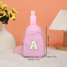 1pc Girls' Cute Letter Print Strap Crossbody Bag, Shoulder Bag, Backpack, Suitable For Daily Use, Outdoor, Travel, Hiking, Portable, Ideal Gift Choice, Suitable For Girls, Back To School Gift, Girls' Waist Pack, Children's Shoulder Bag - Pink - View 23
