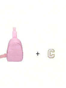 1pc Girls' Cute Letter Print Strap Crossbody Bag, Shoulder Bag, Backpack, Suitable For Daily Use, Outdoor, Travel, Hiking, Portable, Ideal Gift Choice, Suitable For Girls, Back To School Gift, Girls' Waist Pack, Children's Shoulder Bag - Pink - View 22