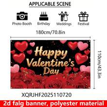 Baner flagowy 2D, 1 szt., dekoracja baneru na walentynki, scenografia na przyjęcie świąteczne, materiały do układania, materiał poliestrowy, możliwość powieszenia wewnątrz i na zewnątrz, wzór czerwonej róży z motywem miłosnym, rekwizyty dekoracyjne na przyjęcie walentynkowe, baner wiszący, świąteczna atmosfera, materiały budowlane, dekoracja baneru na przyjęcie walentynkowe, niezbędna dekoracja. - Wielokolorowe - Zobacz 7