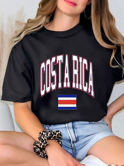 Womens  Rica Flag Sweatshirt: Preppy Central America Gift T-Shirt