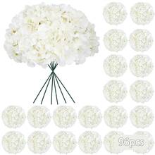 24/48/60pcs White Artificial Hydrangea Flowers With Stems, Silk Faux Hydrangea Heads For DIY Crafts & Home Table Decor - White - View 15
