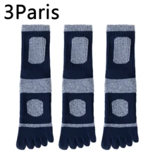 3 Pairs Men's Basketball Socks, Toe Separator Mid-Calf Socks, Moisture Wicking, Anti-Slip, Cushioned