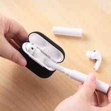 حافظة واقية من الجيل الثالث + فرشاة تنظيف، تحمي سماعات الأذن بفعالية، فرشاة التنظيف تزيل الأوساخ، فتحات دقيقة للشحن والفتح/الإغلاق - الأسود - مشاهدة 8