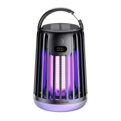 2000V Solar Mosquito Killer Lamp, Portable Quiet Mosquito Trap For Home, Office And Camping, USB Rechargeable Mosquito Repellent Light With Easy Cleaning Design, Built-In Battery, Outdoor Solar Powered Insect Catcher