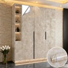 1卷自粘防水壁纸，带覆膜，仿大理石纹，无纺布材质，加厚乙烯基材质，适用于客厅、卧室、商业空间、厨房台面、浴室等，安装简便，无缝拼接，是感恩节、万圣节的绝佳礼物。