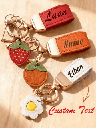 1 pezzo Portachiavi personalizzato a forma di fragola, portachiavi in pelle PU, portachiavi a forma di frutta, regalo per il ritorno a scuola, regalo per il nuovo anno, regalo di San Valentino
