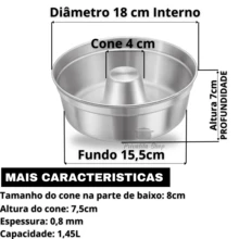 Kit 3 Formas Assadeiras Padaria Tamanho 18 20 22 Pudim - Prata - Visão 2