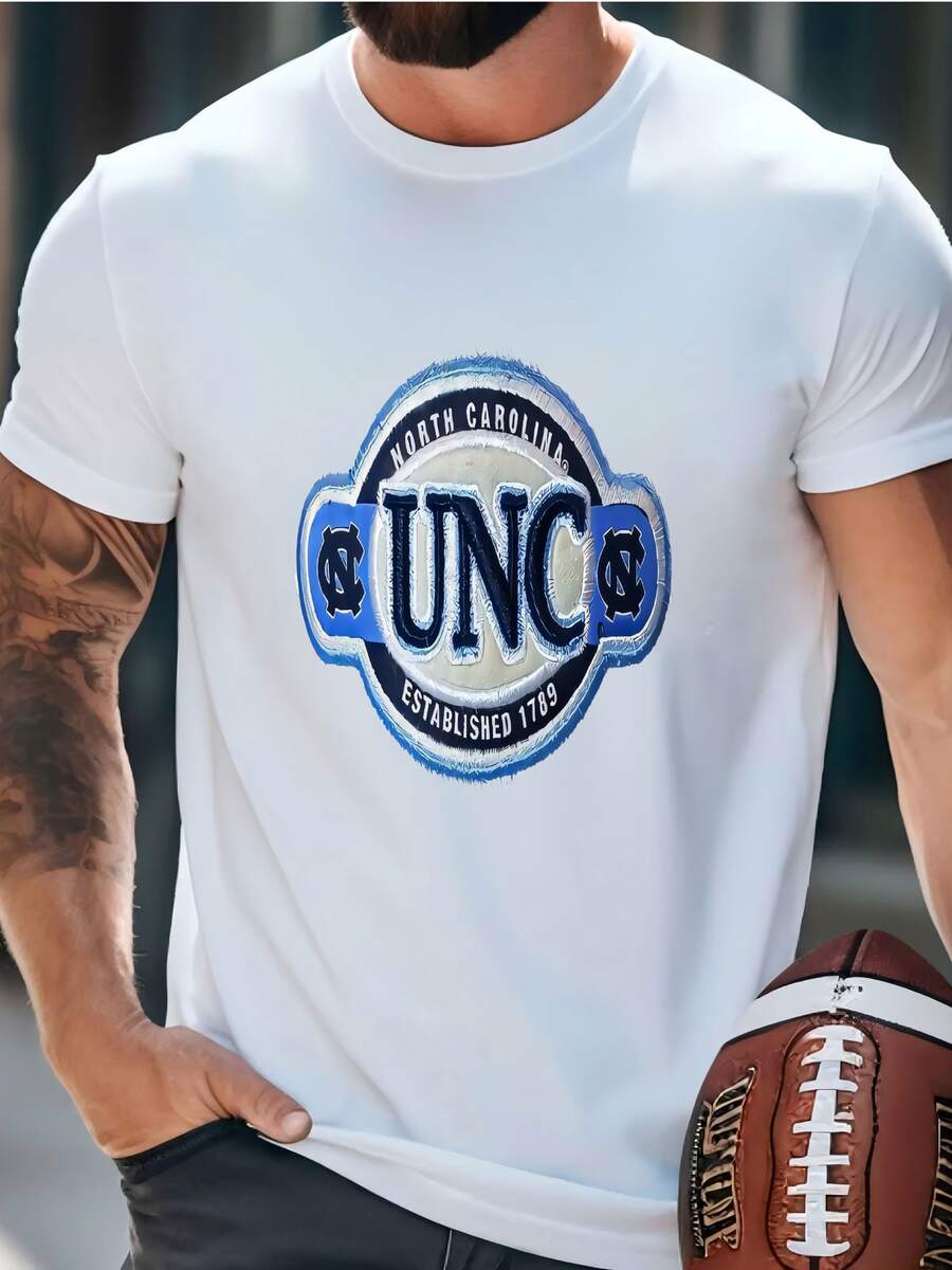 Mens Vtg North Carolina Tar Heels Strapback Hat Cap White Unc Est 1789 Ncaa Retro T-Shirt - trắng - Xem 1